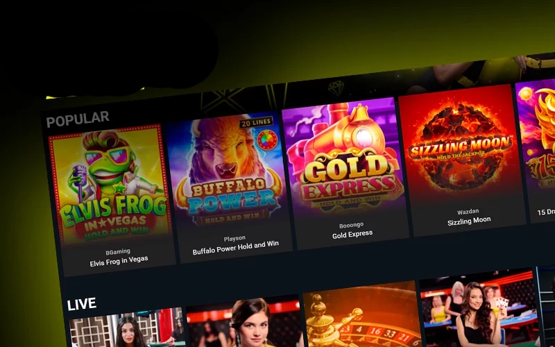 Screenshot of casino games on Parimatch casino website