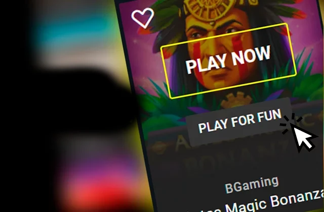 Play for fun button on Parimatch casino site and Parimatch logo